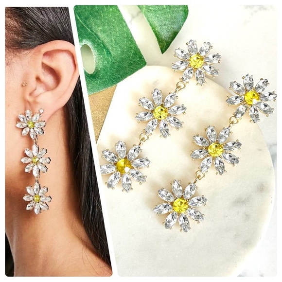 Jewelry - 2/$30🌵 Daisy Flower Floral Earrings Crystal Rhinestones Bohemian Boho NEW Gift